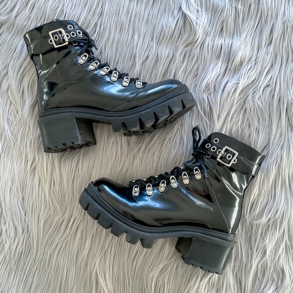JEFFREY CAMPBELL Patent Leather Czech Combat Boots - Picture 2 of 9